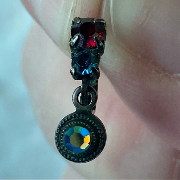 Sorrelli Red and Blue Crystal Earrings - Picture 12 of 13